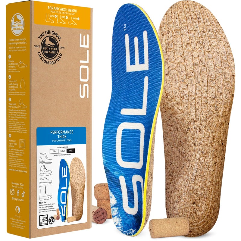 SOLE Performance Thick Insoles - Custom Moldable Orthotic Support for Any Arch Type, Plantar Fasciitis Relief - Mens Size 12/Womens Size 14, 1 Pair - Image 1